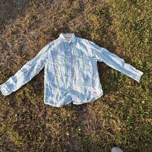 Tommy Bahama Women's Linen Button Down Shirt Petite Small Striped Long Sleeve